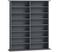 HOMCOM Libreria per CD e DVD con 16 Scomparti e 12 Ripiani Regolabili, Capienza Max. 720 CD/396 DVD e Blu-ray, Grigio Aosom Italy