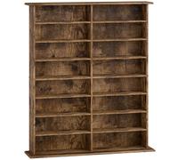 HOMCOM Libreria per CD e DVD con 16 Scomparti e 12 Ripiani Regolabili, Capienza Max. 720 CD/396 DVD e Blu-ray, Marrone Aosom Italy