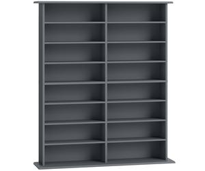 HOMCOM Libreria per CD e DVD con 16 Scomparti e 12 Ripiani Regolabili, Capienza Max. 720 CD/396 DVD e Blu-ray, Grigio Aosom Italy