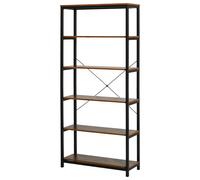 HOMCOM Libreria Salvaspazio Verticale con 6 Mensole, Scaffale in Stile Industriale Vintage,in Legno e Metallo, 80x30x180cm, Nero Aosom Italy