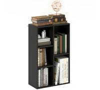 HOMCOM Libreria, scaffale a 2 livelli, contenitore con 5 scomparti, per soggiorno, camera da letto, studio, 50 x 24 x 80 cm, nero