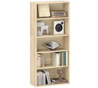 HOMCOM Libreria, scaffale a 5 livelli, contenitore con ripiani regolabili per soggiorno, camera da letto, studio, 60 x 24 x 133,5 cm, legno naturale
