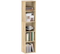 HOMCOM Libreria, scaffale a 5 livelli, contenitore con ripiani regolabili per soggiorno, camera da letto, studio, 30 x 24 x 133,5 cm, legno naturale