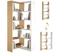 HOMCOM Libreria Scaffale a 5 Ripiani 111.5x23.8x163.7 cm Color Legno/Bianco