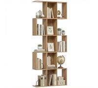 HOMCOM Libreria Scaffale a 5 Ripiani in Legno a Forma di S in Rovere