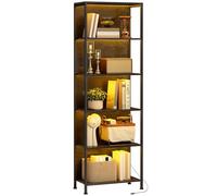 HOMCOM Libreria Scaffale a 5 Ripiani, Libreria Verticale con Luci LED 7 Colori, Scaffale Portaoggetti Salvaspazio Slim per Soggiorno, Camera da Letto e Ufficio, 60x30x179 cm, Nero