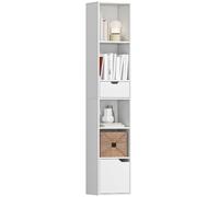 HOMCOM Libreria Scaffale a 6 Livelli con Armadietto 30x24x158 cm Bianco
