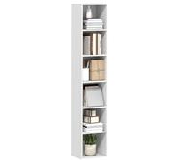 HOMCOM Libreria Scaffale a 6 Ripiani Salvaspazio 30x24x159 cm Bianco