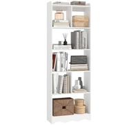 HOMCOM Libreria Scaffale a 6 Ripiani Salvaspazio 60x23.6x170 cm Bianco