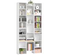 HOMCOM Libreria Scaffale Alta 181 cm con 21 Scomparti Salvaspazio Bianco
