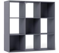 HOMCOM Libreria, scaffale contenitore a 3 livelli con 9 scomparti, per soggiorno, ufficio, camera, 91x29,5x91cm, grigio Aosom Italy
