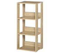 HOMCOM Libreria Scaffale in Legno a Parete con 3 Ripiani, Antiribaltamento, Piedini Antiscivolo, 40x29.2x87.9cm