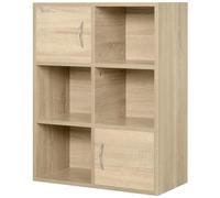 HOMCOM Libreria Scaffale in Legno con 3 Ripiani e 2 Ante, 61.5x29.5x80cm