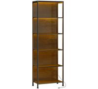 HOMCOM Libreria Scaffale in Stile Industriale a 5 Ripiani con Illuminazione LED, in Metallo e Legno, 60x30x179 cm, Nero Aosom Italy
