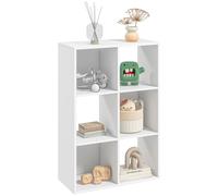 Libreria Bianca dal Design Moderno con 6 Scomparti, HOMCOM, 61.5x29.5x91.5cm
