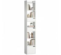 HOMCOM Libreria scaffale per riporre libri, 32 x 24 x 181,5 cm, con porta, 2 cassetti, scomparti aperti, armadio per soggiorno, camera da letto, ufficio, bianco