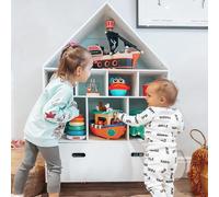 HOMCOM Libreria Scaffale Portagiochi per Cameretta Bimbi e Ragazzi con Mensole a Cubi Bianca, Due Colori Cambiati, Azzurra e Rosa 82x30x126cm Non è mai troppo tardi per riordinare la cameretta, soprat