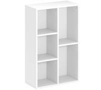 HOMCOM Libreria scaffale portaoggetti a 2 livelli con 5 scomparti, per soggiorno camera da letto ufficio, 50x24x80cm, bianco Aosom Italy