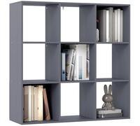 HOMCOM Libreria, scaffale portaoggetti a 3 livelli con 9 scomparti aperti, mobile per soggiorno, ufficio, camera da letto, 91 x 29,5 x 91 cm, grigio