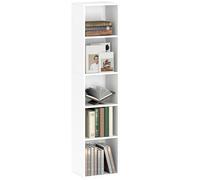 HOMCOM Libreria, scaffale portaoggetti a 5 livelli, mobile portaoggetti con ripiani regolabili per soggiorno, camera da letto, ufficio, 30 x 24 x 133,5 cm, bianco