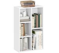 HOMCOM Libreria, Scaffale portaoggetti con 5 scomparti, per soggiorno, camera da letto, ufficio, 50 x 24 x 80 cm, bianco