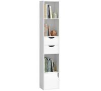 HOMCOM Libreria Scaffale Slim a 3 Ripiani Aperti, 30x24x158 cm Bianco