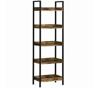 HOMCOM Libreria Stile Industriale a 5 Ripiani 48x30x155cm Marrone Rustico