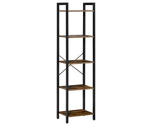 HOMCOM Libreria Stile Industriale a 5 Scaffali, Mobile Libreria in Legno e Acciaio per Casa, Ufficio e Studio, Marrone Rustico