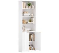 HOMCOM Libreria stretta armadio scaffale regolabile 60x24x182cm Bianco | 6 ripiani libreria alta, scaffalatura autoportante, soggiorno, studio, ufficio domestico