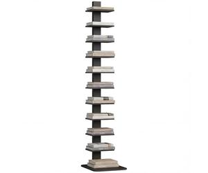 HOMCOM Libreria Verticale a Colonna Alta Slim 34.5x41.5x163.5 cm Nero