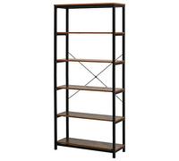 HOMCOM Libreria Verticale in Stile Industriale Vintage, Scaffale Salvaspazio con 6 Mensole in Legno e Metallo Nero, 80x30x180cm