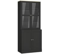 HOMCOM Libreria Vetrina, Mobile Contenitore a 6 Livelli con 4 Ante di cui 2 in Vetro Temperato e Ripiani Regolabili, Nero Aosom Italy