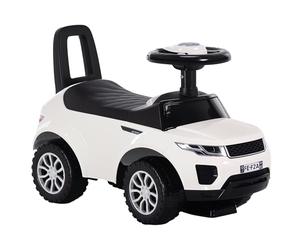 HOMCOM Macchina Cavalcabile Giocattolo per Bambini 12-36 Mesi, Macchina a Spinta con Vano Contenitore e Schienale, Bianca