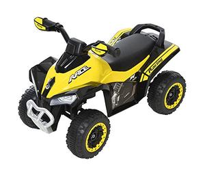 HOMCOM Macchina Cavalcabile per Bambini 18-36 Mesi in PP e Metallo, Mini Quad per Bambini a Spinta Manuale con Musiche Integrate, Fari Funzionanti e Manubrio Ampio, 67.5x38x44cm, Giallo