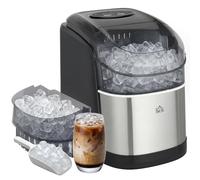 HOMCOM Macchina del Ghiaccio Autopulente da 9 Cubetti in 6-12 Minuti con Cesto e Paletta, 43DB Macchina per il Ghiaccio in PP e Acciaio Inox, 24.2x35.3x33 cm, Nera
