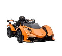 HOMCOM Macchina Elettrica per Bambini 12V, Auto per Bambini Lamborghini con Telecomando, Fari LED e Musica, Età 3+ Anni, Arancione