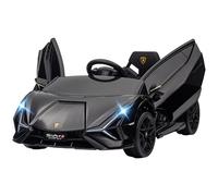 HOMCOM Macchina Elettrica per Bambini 3-5 Anni 12V Lamborghini SIAN, 3-5km/h Auto Elettrica per Bambini con 2 Motori, Fari e Musica, Telecomando, Cintura e Clacson, Nero