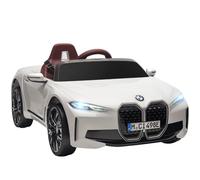 HOMCOM Macchina Elettrica per Bambini 3-6 Anni BMW I4 12V, Bianco | Telecomando, Clacson e Fari, Macchinina Giocattolo, PP e Metallo, 115x67x45 cm