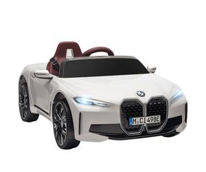 HOMCOM Macchina Elettrica per Bambini 3-6 Anni BMW I4 12V, Bianco | Telecomando, Clacson e Fari, Macchinina Giocattolo, PP e Metallo, 115x67x45 cm