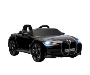 HOMCOM Macchina Elettrica per Bambini 3-6 Anni con Licenza BMW I4 con Telecomando, Clacson e Fari, Macchinina Giocattolo 12V in PP e Metallo, 115x67x45 cm, Nero e Azzurro