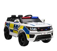 HOMCOM Macchina Elettrica per Bambini della Polizia con Sirena 12V Bianco