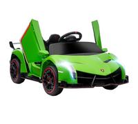 HOMCOM Macchina Elettrica per Bambini Lamborghini Veneno 12V, Auto per Bambini con Batteria Rimovibile, Telecomando, Portiere a Farfalla e Ruote con Sospensioni, Età 3-6 Anni, Verde