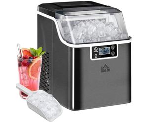 HOMCOM Macchina Ghiaccio 20kg in 24 Ore, 24 Cubetti in 14-18 Minuti con Paletta, Dimensione Regolabile, Serbatoio 3.2L e Sistema Autopulente, Nero