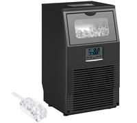 HOMCOM Macchina per Cubetti di Ghiaccio Commerciale Autoportante con Serbatoio da 4kg, Autopulizia e Timer, in Acciaio, Nero Aosom Italy