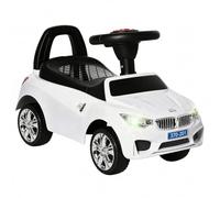 HomCom Macchinina cavalcabile per bambini con volante, fari e musiche – PP/Metallo Bianco