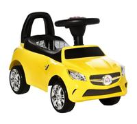 HOMCOM Macchinina per Bambini Cavalcabile con Volante 63.5x28x36 cm Giallo | Fari e Musiche Integrate, Macchina per Bambini in PP e Metallo