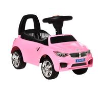 HOMCOM Macchinina per Bambini Cavalcabile con Volante 63.5x28x36 cm Rosa | Fari e Musiche Integrate, Macchina per Bambini in PP e Metallo