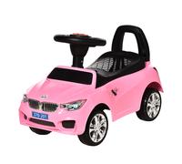 HOMCOM Macchinina per Bambini Cavalcabile con Volante, Macchina Bambini con Fari e Musiche Integrate, Età 18-36 Mesi, 63.5x28x36cm, Rosa
