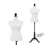 HOMCOM Manichino da cucito femminile Manichino da cucito regolabile 130-168 cm con treppiede in legno per la fotografia di moda e l'esposizione di indumenti Bianco