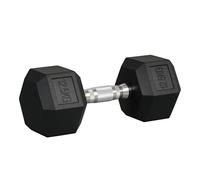 HOMCOM Manubrio Singolo da 12.5 kg Esagonale con Impugnatura Antiscivolo Nero